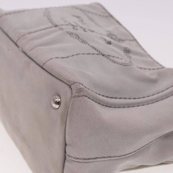 PRADA Canapa PM Hand Bag Canvas Gray Auth 78451 - Picture 15 of 16